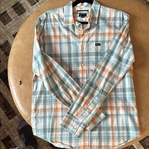 Small RVCA Men's Shirt in Orange and Green